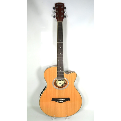 2027 - Japanese made Ibanez Type Six String Accoustic/electric Guitar with Mother of Pearl inlay to fretboa... 