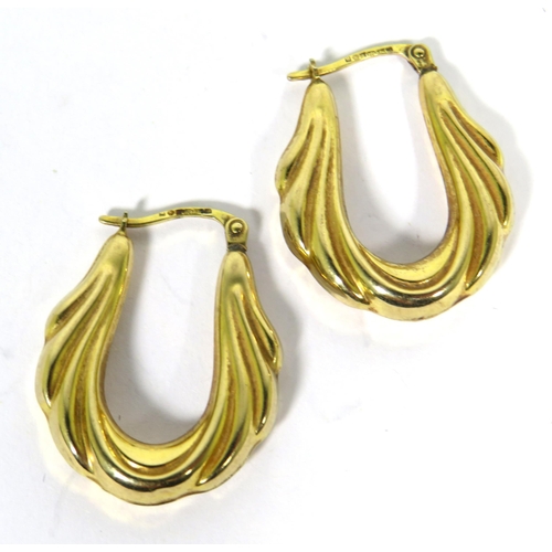 122 - Pair of 9ct Yellow gold Creole Hoop Earrings of 28mm, Total weight 2.1g