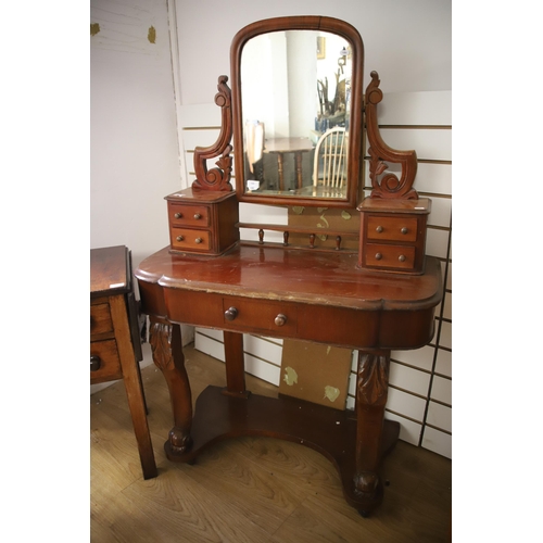 1286 - Mixed lot to include a Victorian style Mirror backed Dresser plus smaller Drop leaf table with twin ... 