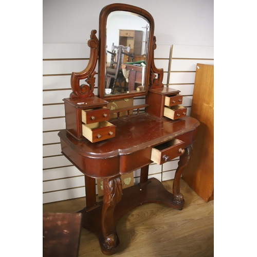 1286 - Mixed lot to include a Victorian style Mirror backed Dresser plus smaller Drop leaf table with twin ... 