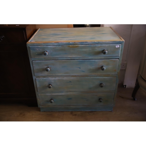 1290 - Vintage Overpainted Four Drawer Chest. H:30 x W:30 x D:18 Inches. See photos.