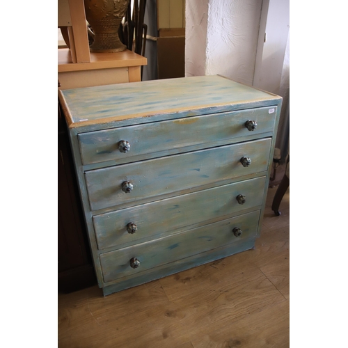 1290 - Vintage Overpainted Four Drawer Chest. H:30 x W:30 x D:18 Inches. See photos.