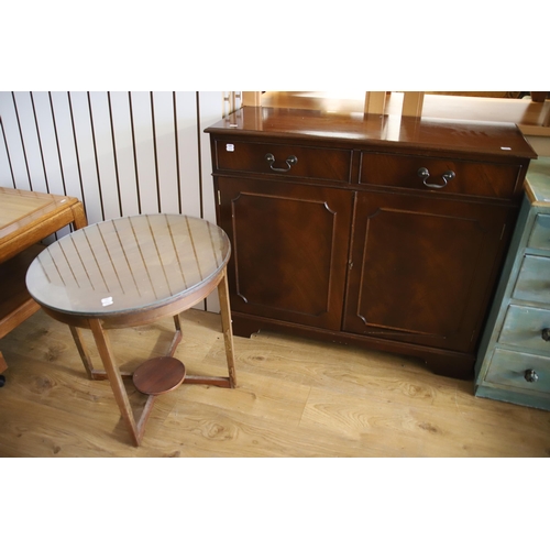 1291 - Well made dark wood sideboard which measures approx H:34 x W:39 x D:15 Inches plus an Edwardian Era ... 