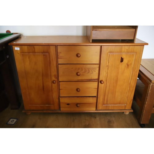 1292 - Modern Pine sideboard H:32 x W:47 x D:14 inches.  plus a Single Bedside Cabinet along with a small s... 