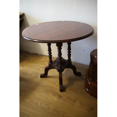 1295 - Mixed lot to include and Circular topped Table, a Folding Cake servier plus a Mahogany Commode which... 