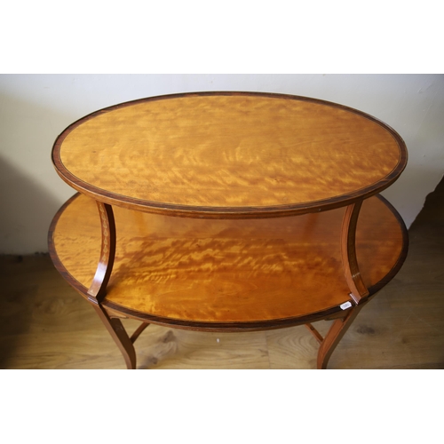 1296 - Lovely Edwardian Era Two Tier Wine Table which measures approx H:31 x W:35 x D:21 Inches. See photos... 