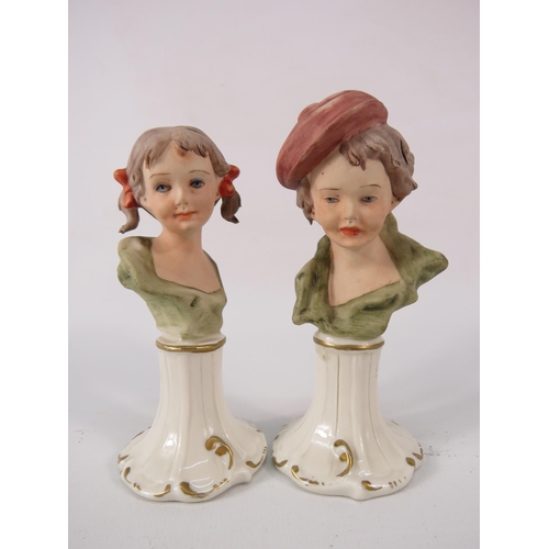 54 - Two small Capodimote signed porcelain busts, 5