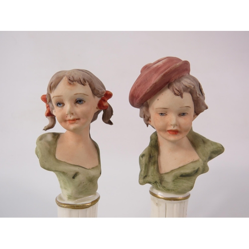 54 - Two small Capodimote signed porcelain busts, 5