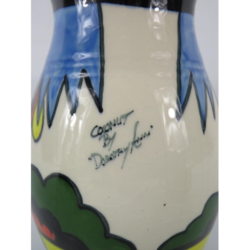 56 - A Crown devon art deco style Jug signed Coconut Dorothy Ann, 8