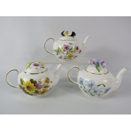 62 - Three Royal Stratford country cottage tea pots.