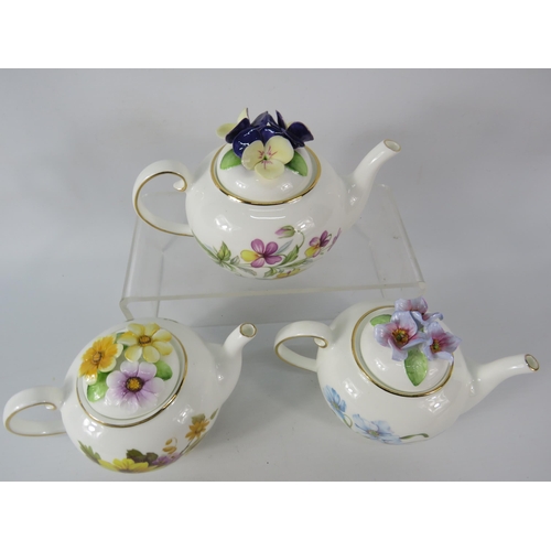 62 - Three Royal Stratford country cottage tea pots.