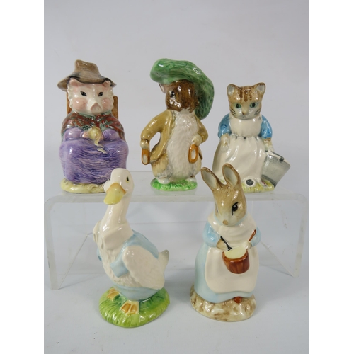 72 - Three Royal Albert & two Beswick Beatrix Potter figurines.