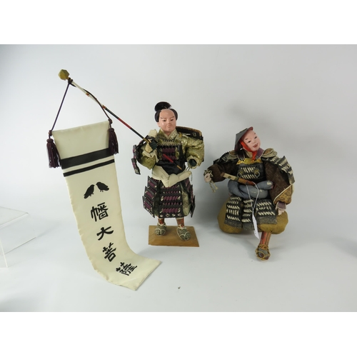 79 - Two Vintage Japanese EDO Musha Samauri Figures, the tallest measures 14