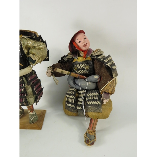 79 - Two Vintage Japanese EDO Musha Samauri Figures, the tallest measures 14