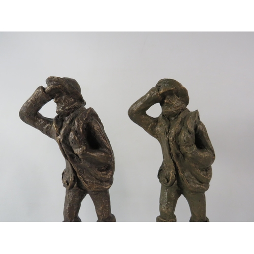 95 - Two brozne effect fisherman statues, 13