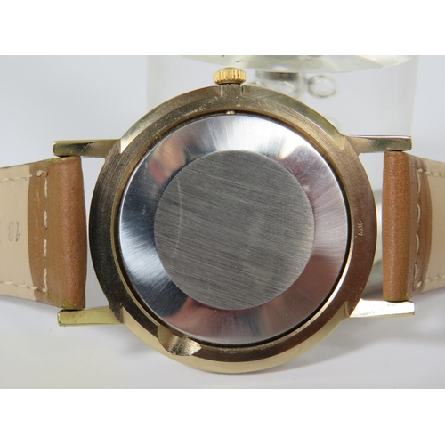 141 - Sekonda 27 Jewel Gents watch with gold tone face in Working order. Good Beige leather strap. See pho... 