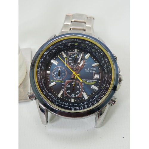 150 - Gents Citizen Eco-Drive Chronograph 'Blue Angel' in running order but needs repair or replacement st... 