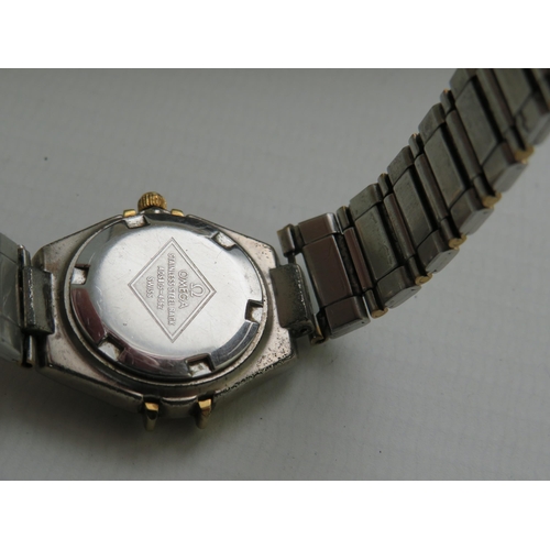 152 - Ladies Watch Marked 'Omega Constellation' Quartz Movement with Two tone metal strap. Crude repair to... 