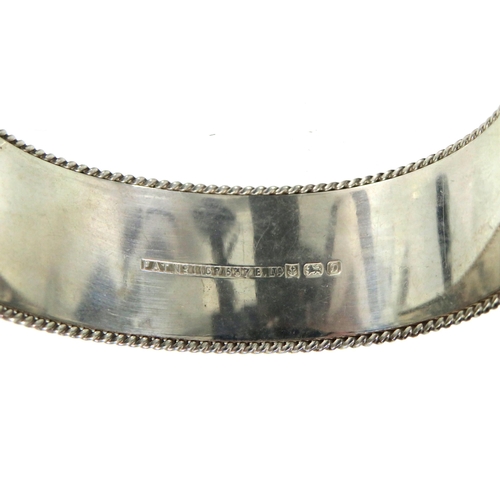 178 - Heavy Silver oval Bangle Bracelet with good hinge and clasp. Nicely Scrolled decoration all around w... 