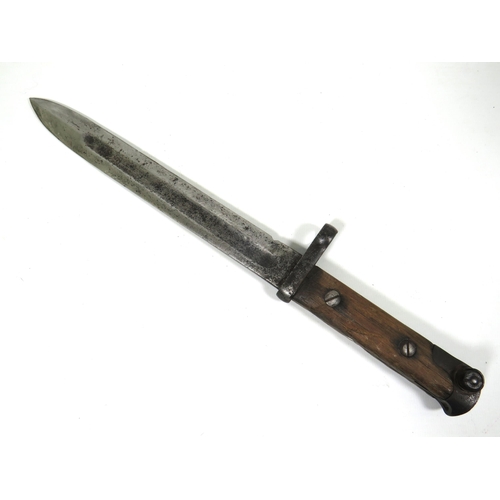 402 - M1938 Tokarev Soviet Bayonet with Leather scabbard.  Both in fair condition with small hold to end o... 