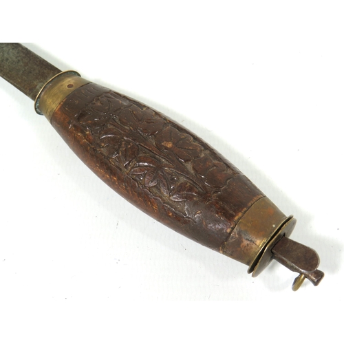 403 - Very Rare (Swedish?) Barrel Knife with Carved Barrel handle, Locking Blade. No maker's mark apparent... 