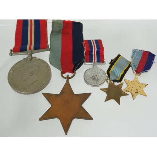 406 - Selection of WW2 Medals plus Minature dress medals plus a Sterling Silver  Bomb Aimers Sweetheart ba... 