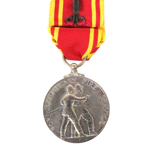 413 - Fire service medal awarded to Fireman Charles H Lea with original box and letter from Chief Fire Off... 