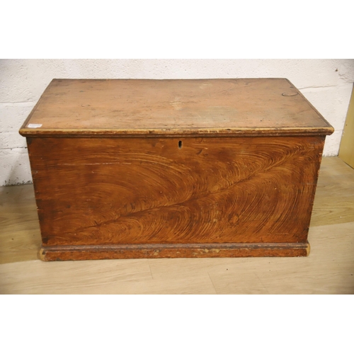 1209 - Antique Scumbled pine blanked box with candlebox within. Original Handles.  H:19 x W:37 x D:21 Inche... 