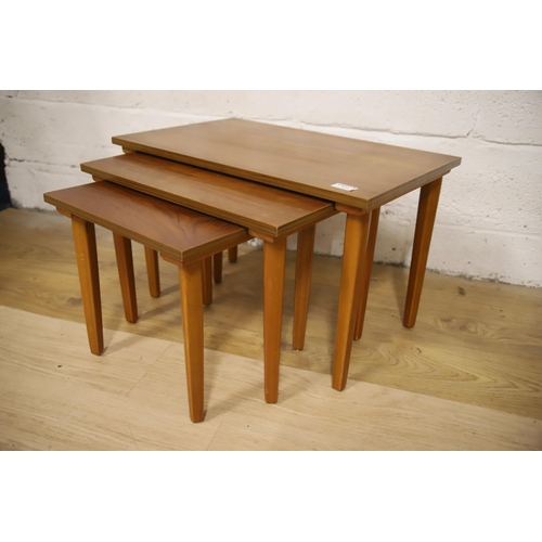 1221 - Nest of Three Teak Tables in good order.  H:16 x D:24 x D:15 inches . See photos.