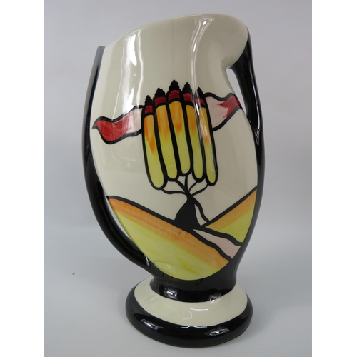 2 - Lorna Bailey two handle lop sided vase in the Mayfield pattern, 9