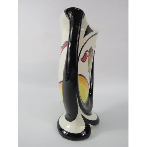 2 - Lorna Bailey two handle lop sided vase in the Mayfield pattern, 9