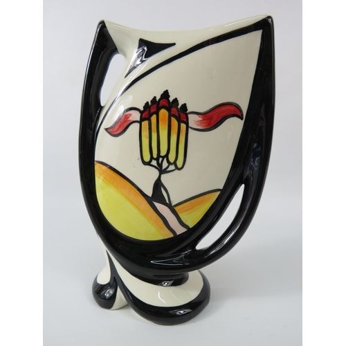 2 - Lorna Bailey two handle lop sided vase in the Mayfield pattern, 9