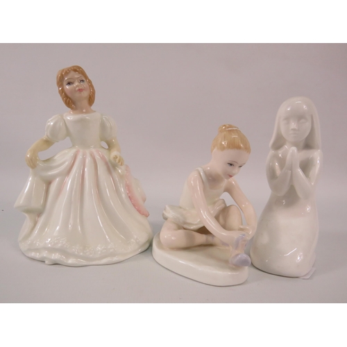 24 - Three small Royal Doulton figurines, Amanda, Ballet shoes and Amen.