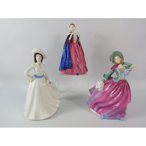 33 - Three Royal Doulton Pretty ladies figurines Bess, Margaret, and Autumn Breeze. The tallest measures ... 