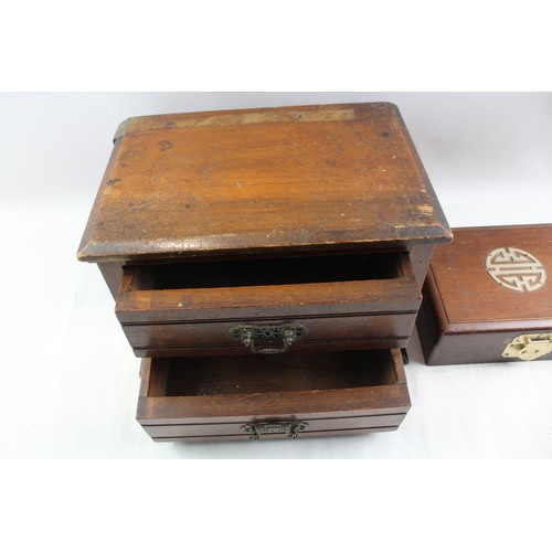 201 - Antique / Vintage Wooden Boxes Inc Brass Detailing Etc     638704