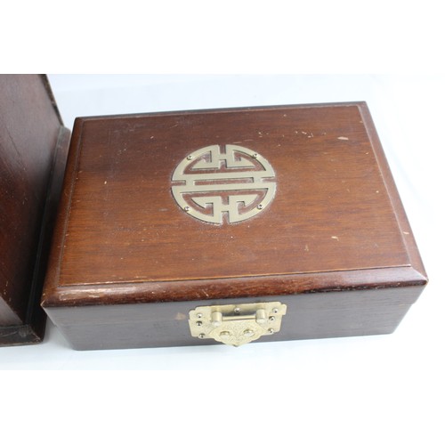 201 - Antique / Vintage Wooden Boxes Inc Brass Detailing Etc     638704