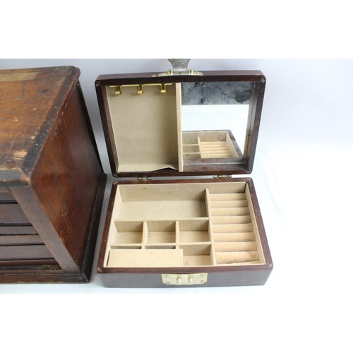 201 - Antique / Vintage Wooden Boxes Inc Brass Detailing Etc     638704