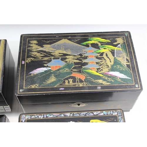 203 - Vintage Asian/Japanese Boxes Inc Mother Of Pearl, Mirror, Diorama, Etc x 5     638676