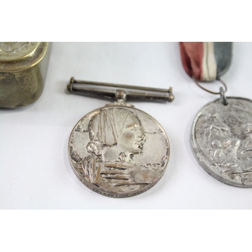 237 - WW1 1914 Mary Tin, Peace Medal, Red Cross Long Service & National Service x 4     683042