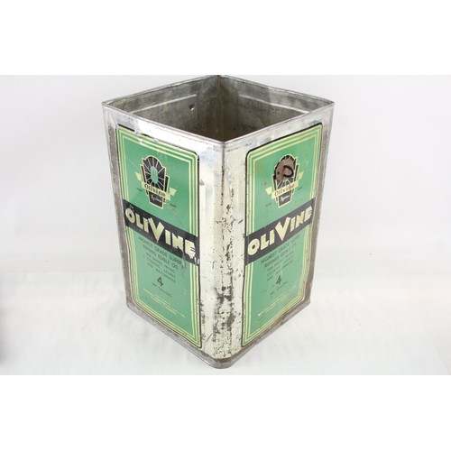 242 - Vintage Olivine Edible Oil Storage Can Advertising Green 4 Gallons IMP Size    700869