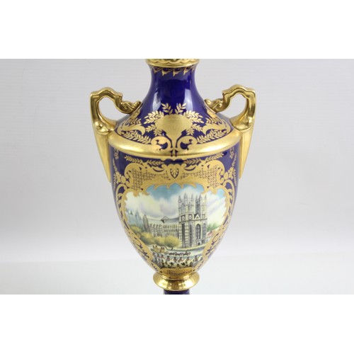 259 - Coalport Coronation Windsor Vase For ERII Silver Jubilee w/ Gilded Handles H30cm      441221