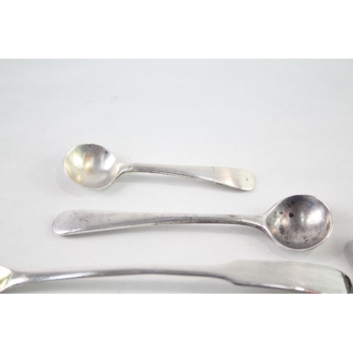 267 - 9 x Antique / Vintage .925 Sterling Silver Condiment Spoons Inc Georgian Etc 50g     657132