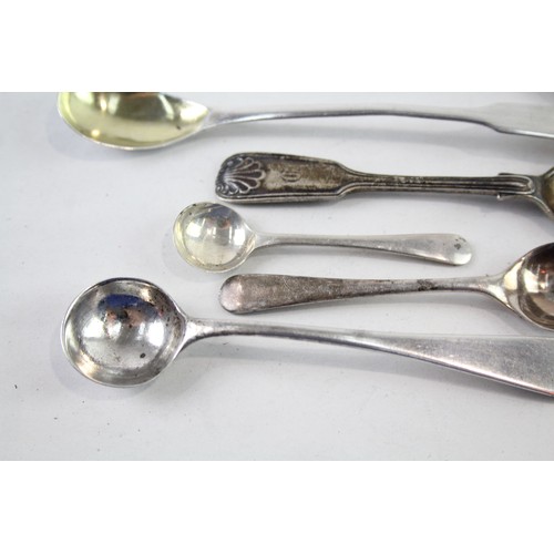 267 - 9 x Antique / Vintage .925 Sterling Silver Condiment Spoons Inc Georgian Etc 50g     657132