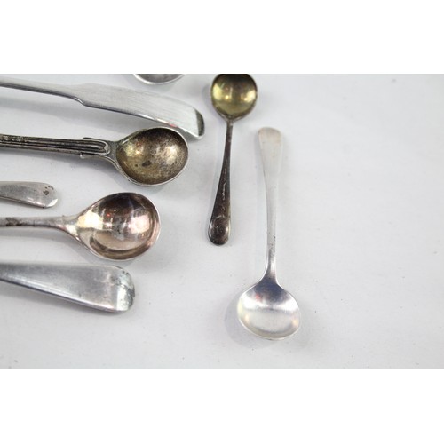 267 - 9 x Antique / Vintage .925 Sterling Silver Condiment Spoons Inc Georgian Etc 50g     657132