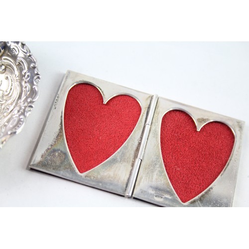 274 - 2 x .925 sterling silver heart shaped pin dish & double photograph frame (66g)      657131