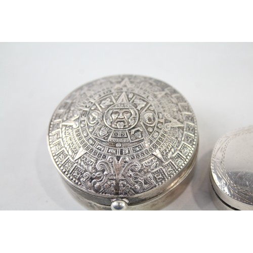 279 - 3 x Vintage .800 & .925 Sterling Silver Pill / Trinket Boxes Inc Egyptian (93g)      657061