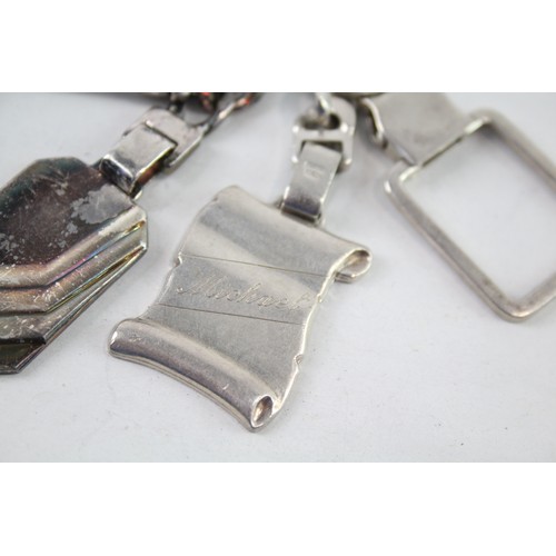 283 - 3 x Vintage Hallmarked .925 Sterling Silver Keyrings (51g)       657078