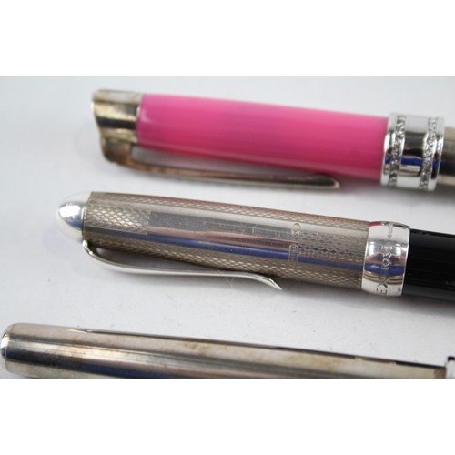 286 - 3 x Stamped .925 Sterling Silver Cased Pens Inc Fountains, Ballpoint Etc 113g       657066