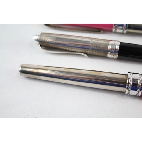 286 - 3 x Stamped .925 Sterling Silver Cased Pens Inc Fountains, Ballpoint Etc 113g       657066