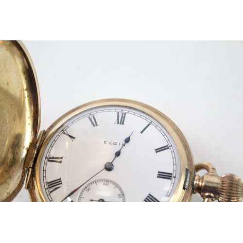 314 - Vintage Elgin Rolled Gold Full Hunter Pocket Watch Hand-Wind Working      410110